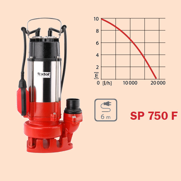 Szennyvíz szivattyú úszókapcsolóval, 750W (8895001)