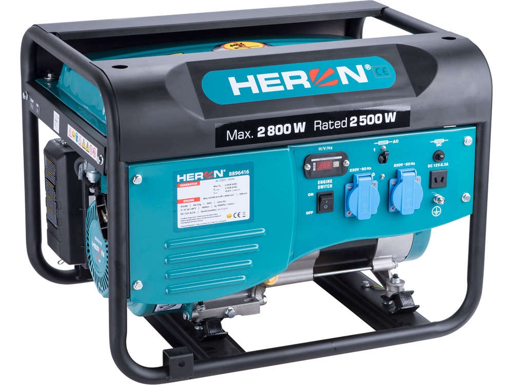 Heron 8896416 Benzinmotoros áramfejlesztő 6.5HP, max 2600 W, egyfázisú