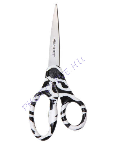 Olló, ergonomikus nyéllel, 21 cm, zebra