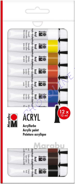 Marabu Acryl festék készlet 12 x 12 ml (normál színekkel)