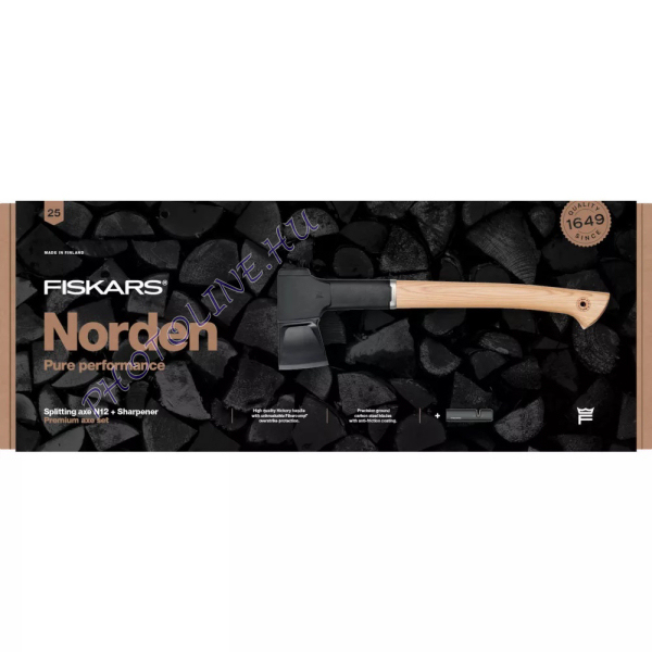 FISKARS N12 Norden hasítófejsze + élező, díszdobozban